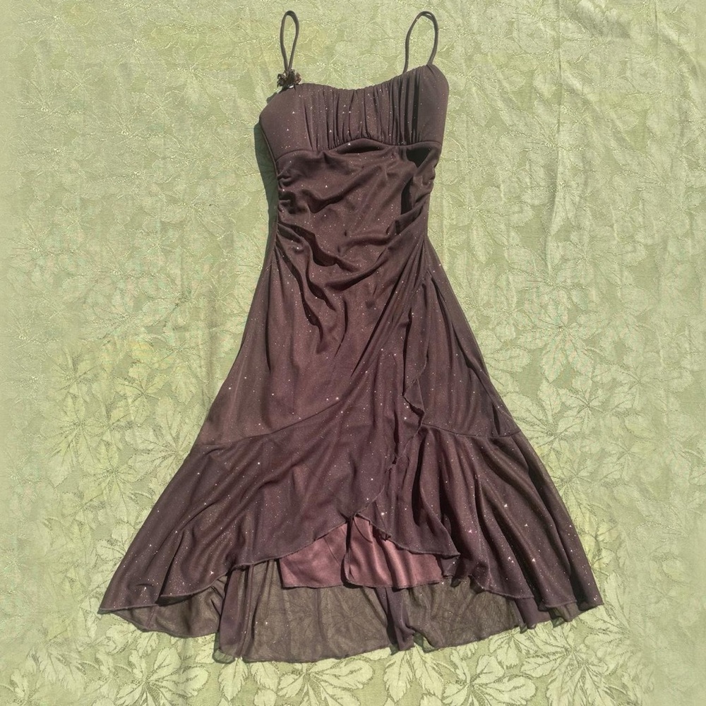 vintage sparky brown fairycore milkmaid dress!
